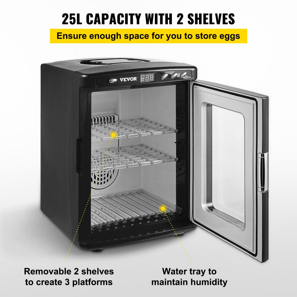 VEVOR Egg Incubator and Hatcher 25L Black Reptile Egg Incubator 5-42°C Scientific Hatcher Heating Bright LED Digital Display For Small Animals
