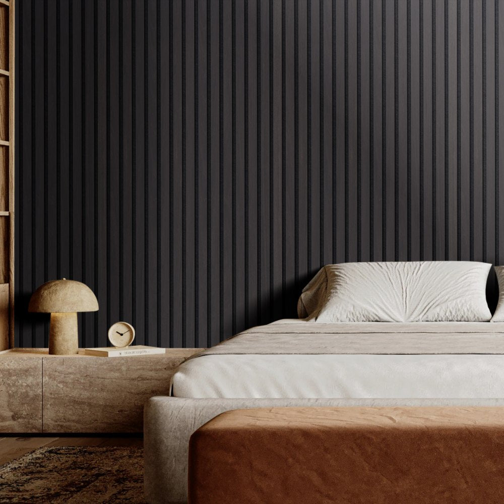VEVOR Wood Slat Acoustic Panels, 7.9 x 94.5 inch, MDF Accent Wooden Wall Panels for Modern Interior Wall Decor, Faux Wood Wall Board Panels for Noise Reduction, Black Oak