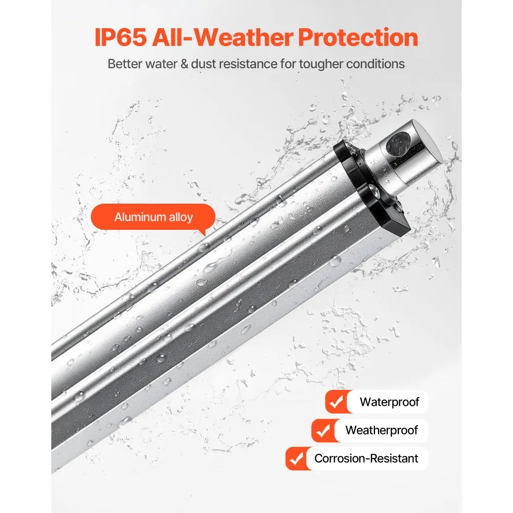 VEVOR 12V Linear Actuator, 8 Inch IP65 Waterproof Linear Actuator, 675lbs/3000N 0.2"/s Motion Actuators with Mounting Bracket for Outdoor Use
