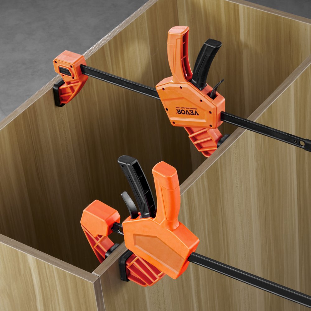 VEVOR Bar Clamps for Woodworking, 2-Pack 12" One-Handed Clamp/Spreader, Quick-Change F Clamp with 300 lbs Load Limit, High-strength Plastic and Carbon Steel, Wood clamps for Woodworking Metal working
