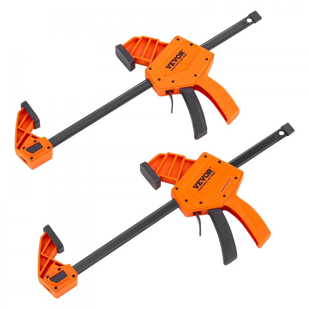 VEVOR Bar Clamps for Woodworking, 2-Pack 12" One-Handed Clamp/Spreader, Quick-Change F Clamp with 300 lbs Load Limit, High-strength Plastic and Carbon Steel, Wood clamps for Woodworking Metal working