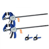 VEVOR Bar Clamps for Woodworking, 2-Pack 24 inch One-Handed Clamp/Spreader, Quick-Grip F-Clamp with 340 lbs Load Limit, Premium Plastic and Carbon Steel, for Woodworking Metal working, Blue + Black