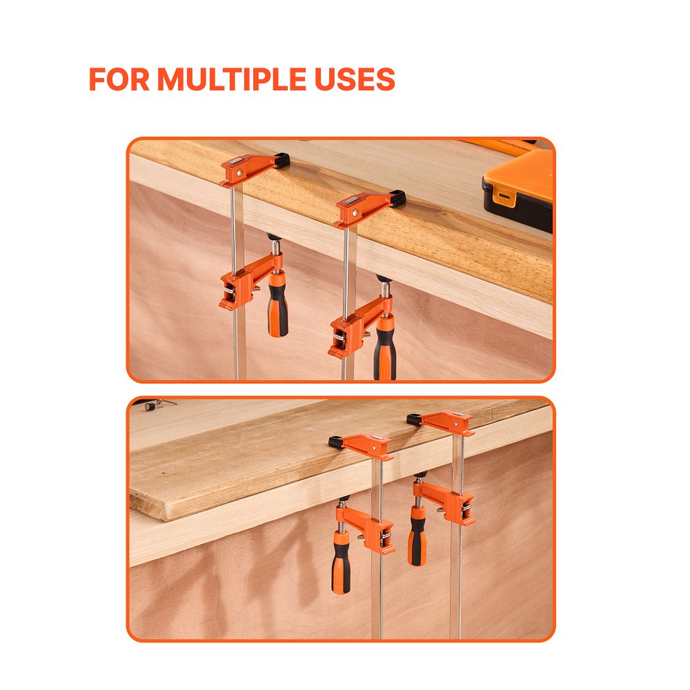 VEVOR Bar Clamps for Woodworking, 2-Pack 24 inch Opening, Lockable F-Clamp with 600 lbs Load Limit, 2-1/2 inch Depth, Cast Iron and Carbon Steel, Easy to Use, Wood Clamps for Woodworking Metal Working