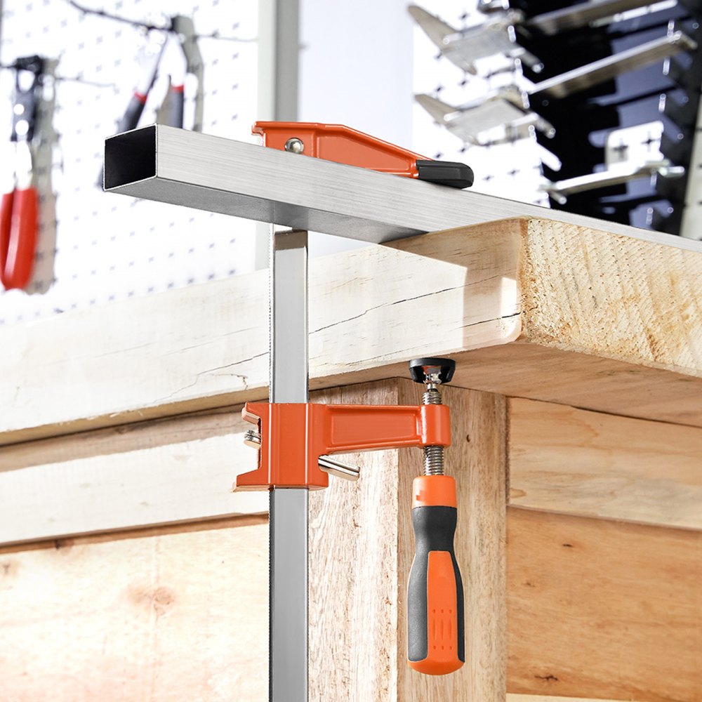 VEVOR Bar Clamps for Woodworking, 2-Pack 24 inch Opening, Lockable F-Clamp with 600 lbs Load Limit, 2-1/2 inch Depth, Cast Iron and Carbon Steel, Easy to Use, Wood Clamps for Woodworking Metal Working