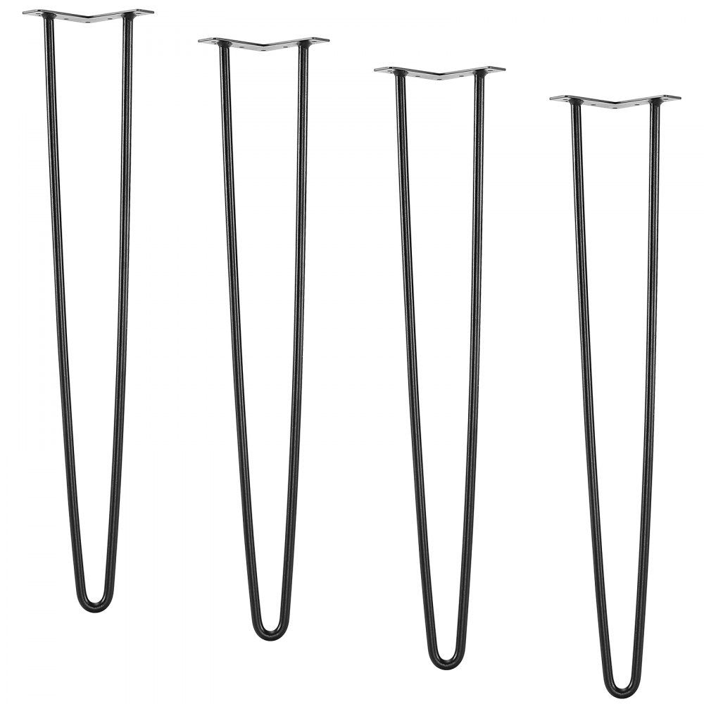 VEVOR 28" Hairpin Furniture Legs, Metal Home DIY Projects for Nightstand, Coffee Table, Desk, 500lbs Load Capacity with Rubber Floor Protectors, Metal Heavy Duty Sturdy Modern Table Legs, 4PCS Black