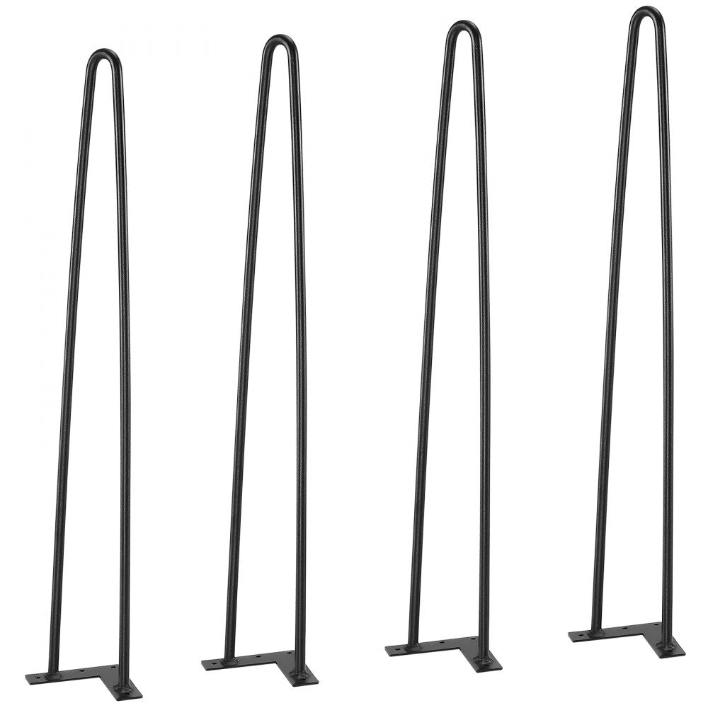 VEVOR 28" Hairpin Furniture Legs, Metal Home DIY Projects for Nightstand, Coffee Table, Desk, 500lbs Load Capacity with Rubber Floor Protectors, Metal Heavy Duty Sturdy Modern Table Legs, 4PCS Black