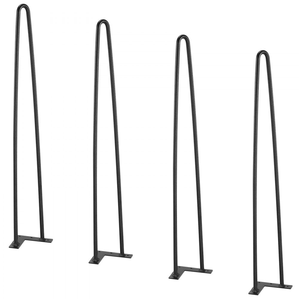 VEVOR 28" Hairpin Furniture Legs, Metal Home DIY Projects for Nightstand, Coffee Table, Desk, 500lbs Load Capacity with Rubber Floor Protectors, Metal Heavy Duty Sturdy Modern Table Legs, 4PCS Black