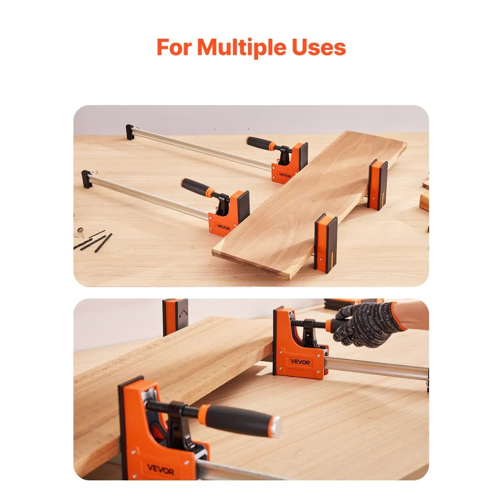 VEVOR Bar Clamps for Woodworking, 2-Pack 30 inch Parallel Clamp Set, F-Clamp with 1500 lbs Load Limit, Even Pressure, High-strength Plastic and Carbon Steel, for Woodworking Metal Working, Orange