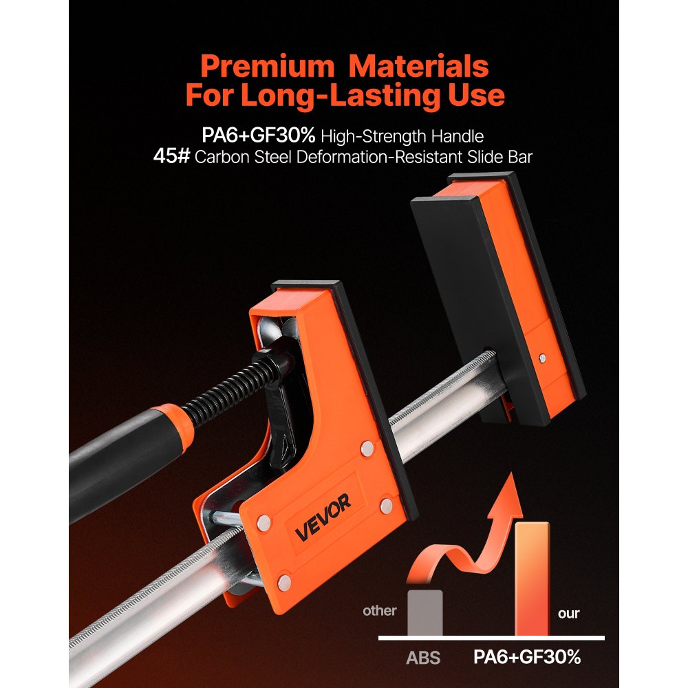 VEVOR Bar Clamps for Woodworking, 2-Pack 36 inch Parallel Clamp Set, F-Clamp with 1500 lbs Load Limit, Even Pressure, High-strength Plastic and Carbon Steel, for Woodworking Metal Working, Orange