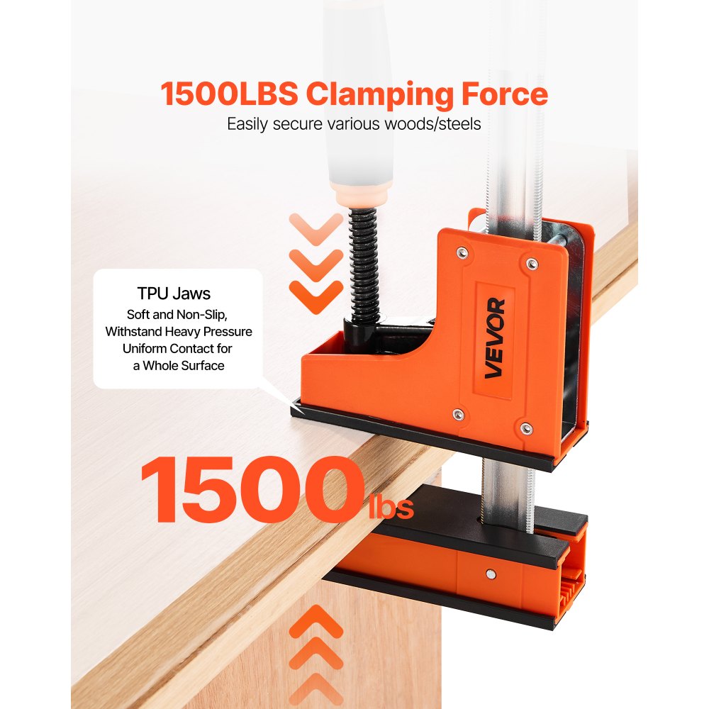 VEVOR Bar Clamps for Woodworking, 2-Pack 36 inch Parallel Clamp Set, F-Clamp with 1500 lbs Load Limit, Even Pressure, High-strength Plastic and Carbon Steel, for Woodworking Metal Working, Orange