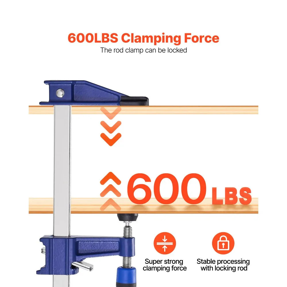VEVOR Bar Clamps for Woodworking, 4-Pack 36 inch Opening, Lockable F-Clamp with 600 lbs Load Limit, 2-1/2 inch Depth, Cast Iron and Carbon Steel, Easy to Use, Wood Clamps for Woodworking Metal Working