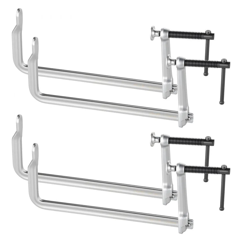 VEVOR Bar Clamps for Woodworking, 4-Pack, 12" Opening, 4.72 in Throat Depth, 1200 lbs Load Limit, Sturdy Steel Forging and Casting, with Swivel Jaw and T-Handle, for Wood Working and Metal Working