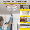 VEVOR Adjustable Hole Saw Cutter Kit, 1-5/8" to 8" (40-200 mm), Two Replaceable Pilot Drill Bits, Twin Blade Recessed Hole Saw with PC Dust Shield, for Recessed Lights, Ceiling Speakers, Vent Holes