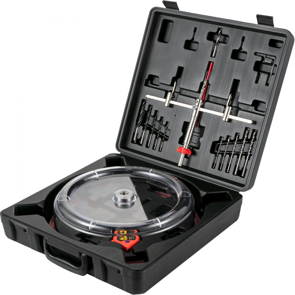 VEVOR Adjustable Hole Saw Cutter Kit, 1-5/8" to 8" (40-200 mm), Two Replaceable Pilot Drill Bits, Twin Blade Recessed Hole Saw with PC Dust Shield, for Recessed Lights, Ceiling Speakers, Vent Holes