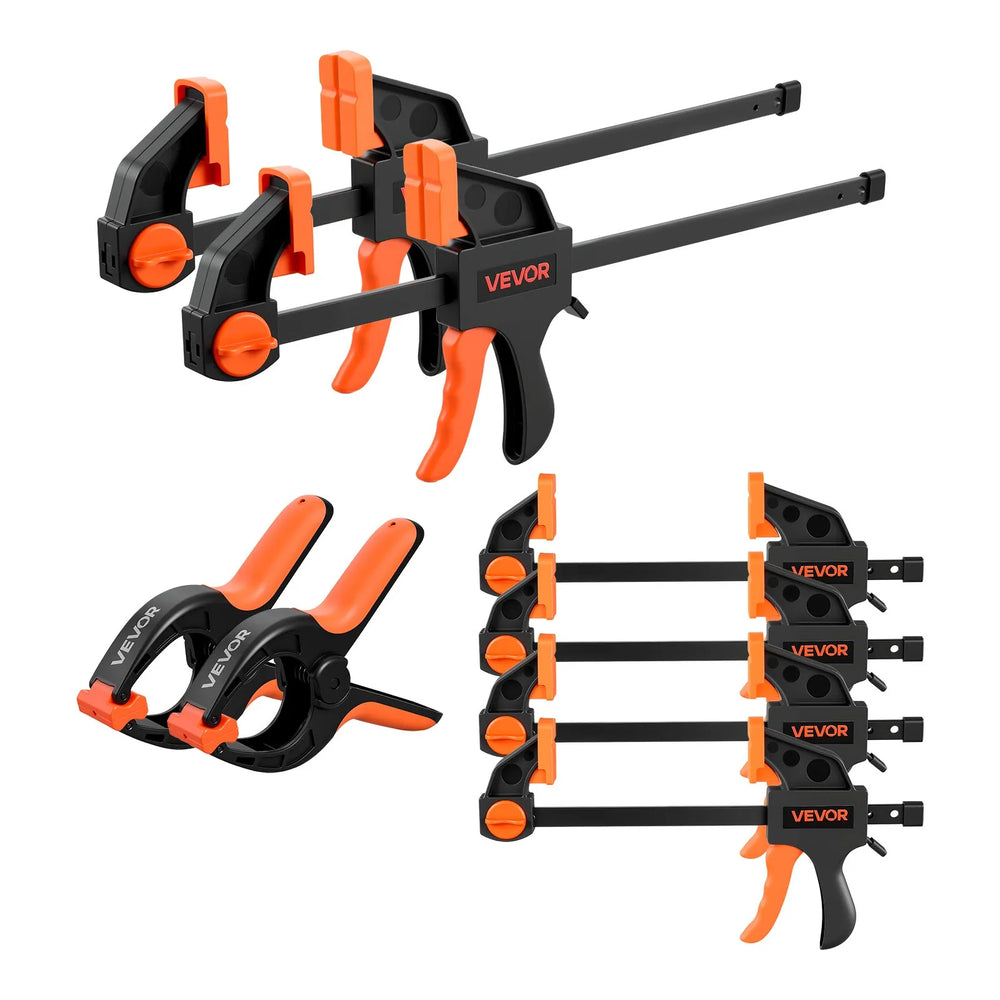 VEVOR Bar Clamps for Woodworking, 8-Pack, 6" and 12", with Spring Clamps, One-Handed Clamp/Spreader, 154 lbs Load Limit, Quick Release, Self-Locking Design, for Wood Working and Metal Working