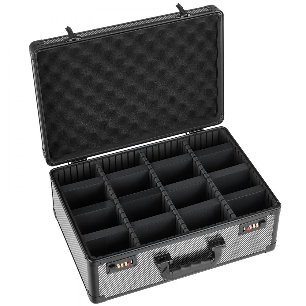 VEVOR Graded Card Case 4 Row 162 PSA Slab Storage Box with Combination Lock, Baseball Sports Trading Cards Holder Collector with 12 Dividers, Holds 130 SGC 115 BGS 585 Top Loaders & 999+ Loose Cards