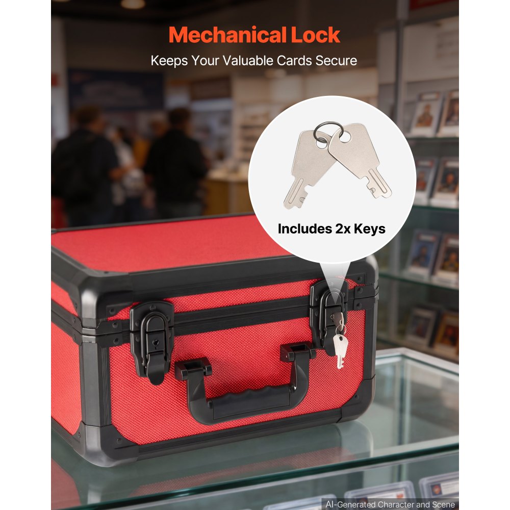 VEVOR Graded Card Case 3 Row 96 PSA Slab Storage Box with Secure Lock, Baseball Sports Trading Cards Holder Collector with 12 Dividers, Key, Holds 76 SGC 68 BGS 348 Top Loaders and 999+ Loose Cards