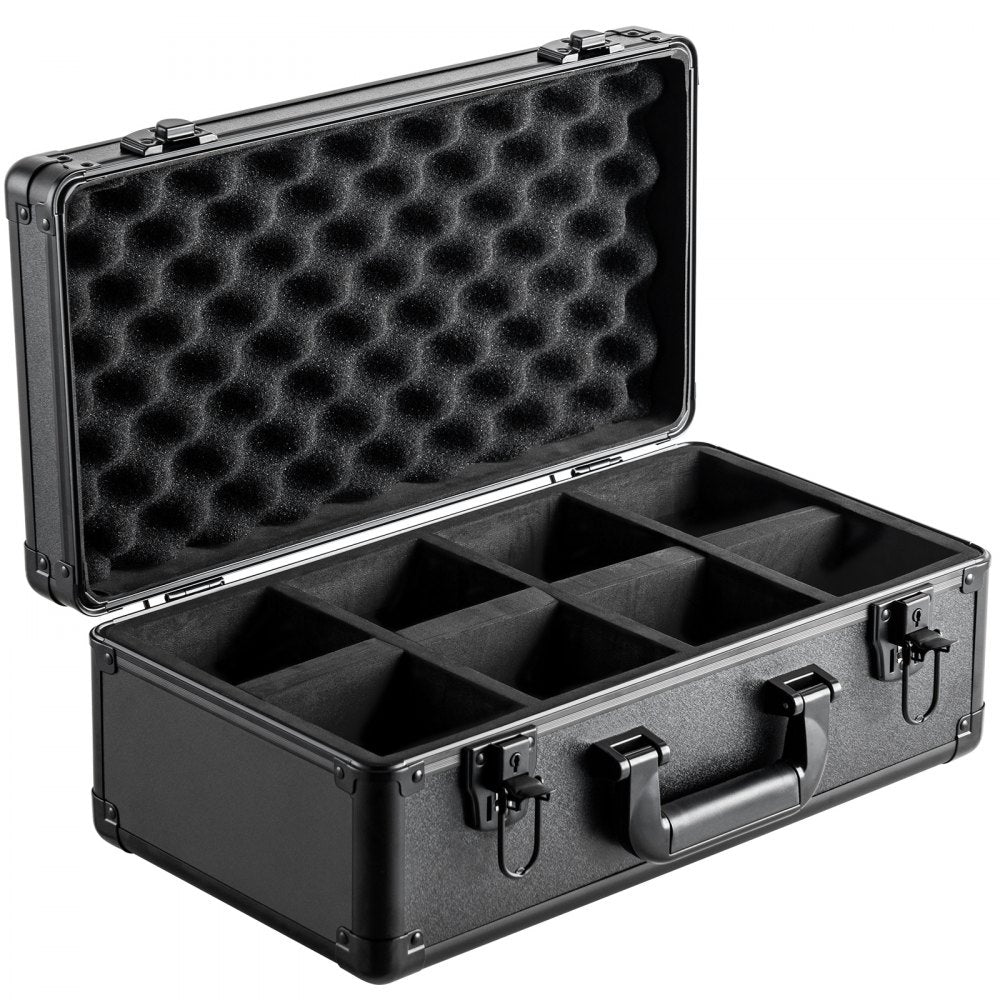 VEVOR Graded Card Storage Box, 4 Slots, Graded Sports Cards Holder Carrying Case with Key Lock Foam Dividers, for 96 PSA Graded Cards 68 BGS Cards 76 SGC Cards 348 Top Loaders or 999+ Loose Cards