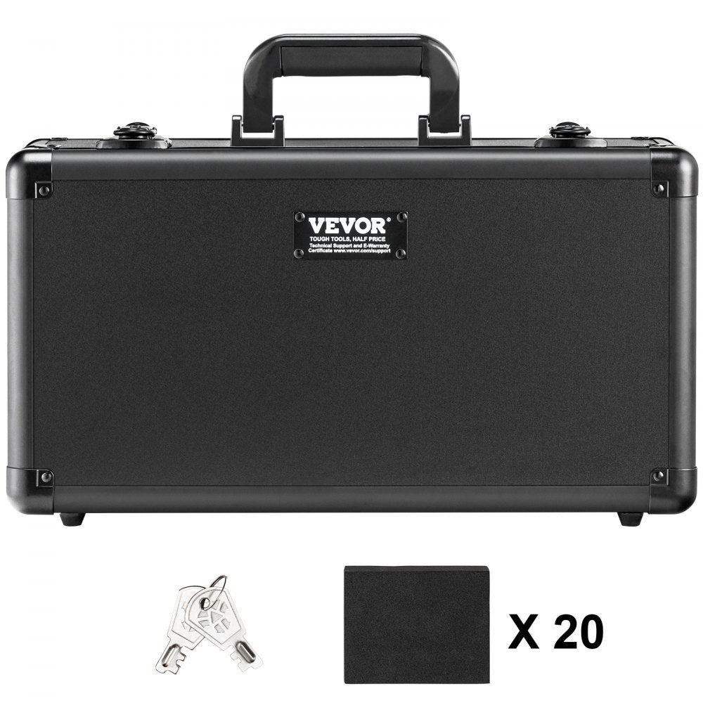 VEVOR Graded Card Storage Box, 4 Slots, Graded Sports Cards Holder Carrying Case with Key Lock Foam Dividers, for 96 PSA Graded Cards 68 BGS Cards 76 SGC Cards 348 Top Loaders or 999+ Loose Cards