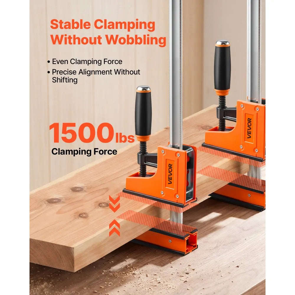 VEVOR Bar Clamps for Woodworking, 4-Pack, 24" Opening F Clamps, 1500 lbs Load Limit, Clamp/Spreader 2 Modes, Soft Rubber Pads, Ergonomic Handle, Carbon Steel Bar, for Wood Working and Metal Working