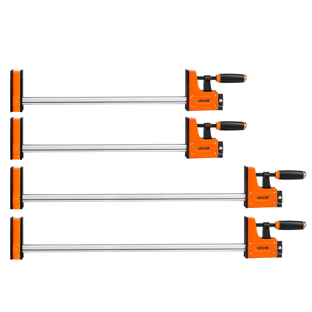 VEVOR Bar Clamps for Woodworking, 4-Pack, 24" and 31" F Clamps, 1100 lbs Load Limit, Clamp/Spreader 2 Modes, Soft Rubber Pads, Ergonomic Handle, Carbon Steel Bar, for Wood Working and Metal Working