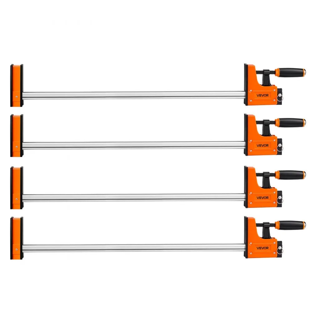 VEVOR Bar Clamps for Woodworking, 4-Pack, 36" Opening F Clamps, 1500 lbs Load Limit, Clamp/Spreader 2 Modes, Soft Rubber Pads, Ergonomic Handle, Carbon Steel Bar, for Wood Working and Metal Working