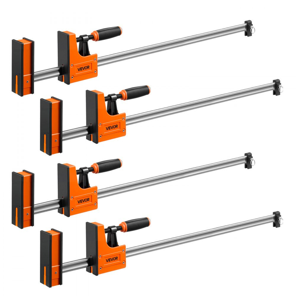VEVOR Bar Clamps for Woodworking, 4-Pack, 36" Opening F Clamps, 1500 lbs Load Limit, Clamp/Spreader 2 Modes, Soft Rubber Pads, Ergonomic Handle, Carbon Steel Bar, for Wood Working and Metal Working