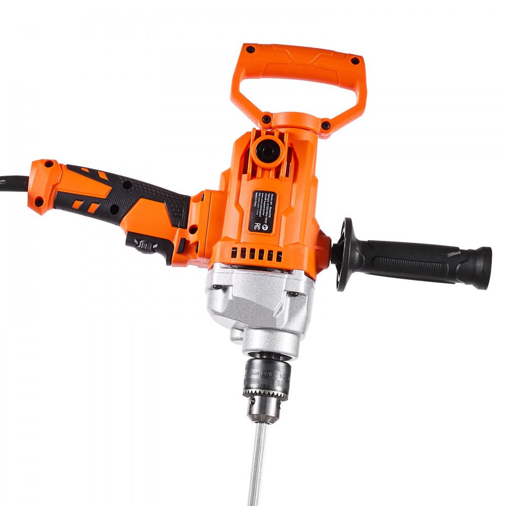 VEVOR Drill Mixer, 1/2 inch Corded Electric Drill Mixer Set, 0-850RPM 5.4A Mixing Drills, Mixing Drills Machine with D-Handle for Drilling & Blending, Handheld Cement Mixers for Fodder, Paint, Cement