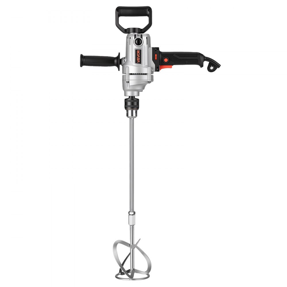 VEVOR Drill Mixer 5/8 inch 11.7 Amp 1300 W Corded Electric Drill Mixer Set, For Drilling & Mixing Cement Clay Paint, 0-1050 RPM 6-Speed Adjustment, Handheld Cement Mixer with 360° Adjustable Handle
