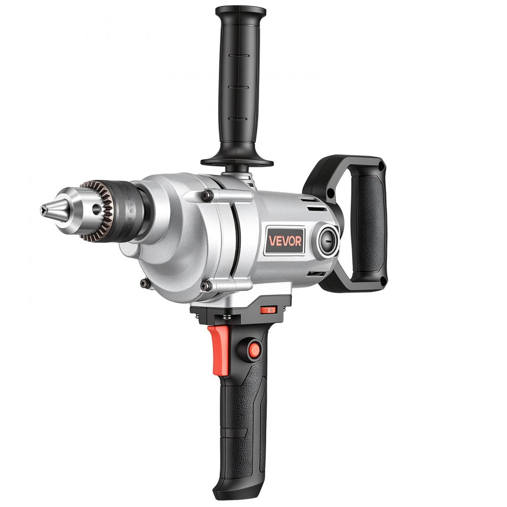 VEVOR Drill Mixer 5/8 inch 11.7 Amp 1300 W Corded Electric Drill Mixer Set, For Drilling & Mixing Cement Clay Paint, 0-1050 RPM 6-Speed Adjustment, Handheld Cement Mixer with 360° Adjustable Handle