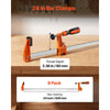VEVOR Bar Clamps for Woodworking, 8-Pack, 24" Opening F Clamps, 600 lbs Load Limit, with Plastic Pad and Self-Locking Design, Premium Cast Iron and Carbon Steel, for Wood Working and Metal Working