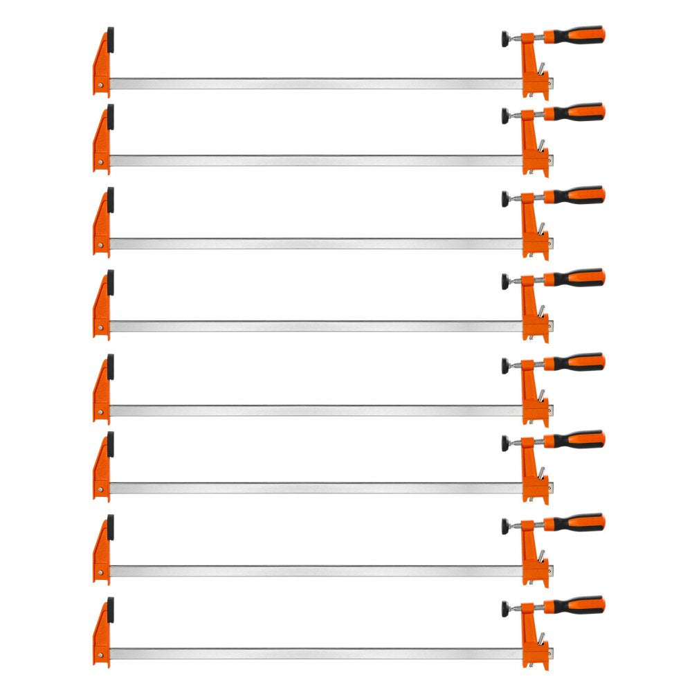 VEVOR Bar Clamps for Woodworking, 8-Pack, 24" Opening F Clamps, 600 lbs Load Limit, with Plastic Pad and Self-Locking Design, Premium Cast Iron and Carbon Steel, for Wood Working and Metal Working