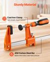 VEVOR Bar Clamps for Woodworking, 8-Pack, 24" Opening F Clamps, 600 lbs Load Limit, with Plastic Pad and Self-Locking Design, Premium Cast Iron and Carbon Steel, for Wood Working and Metal Working