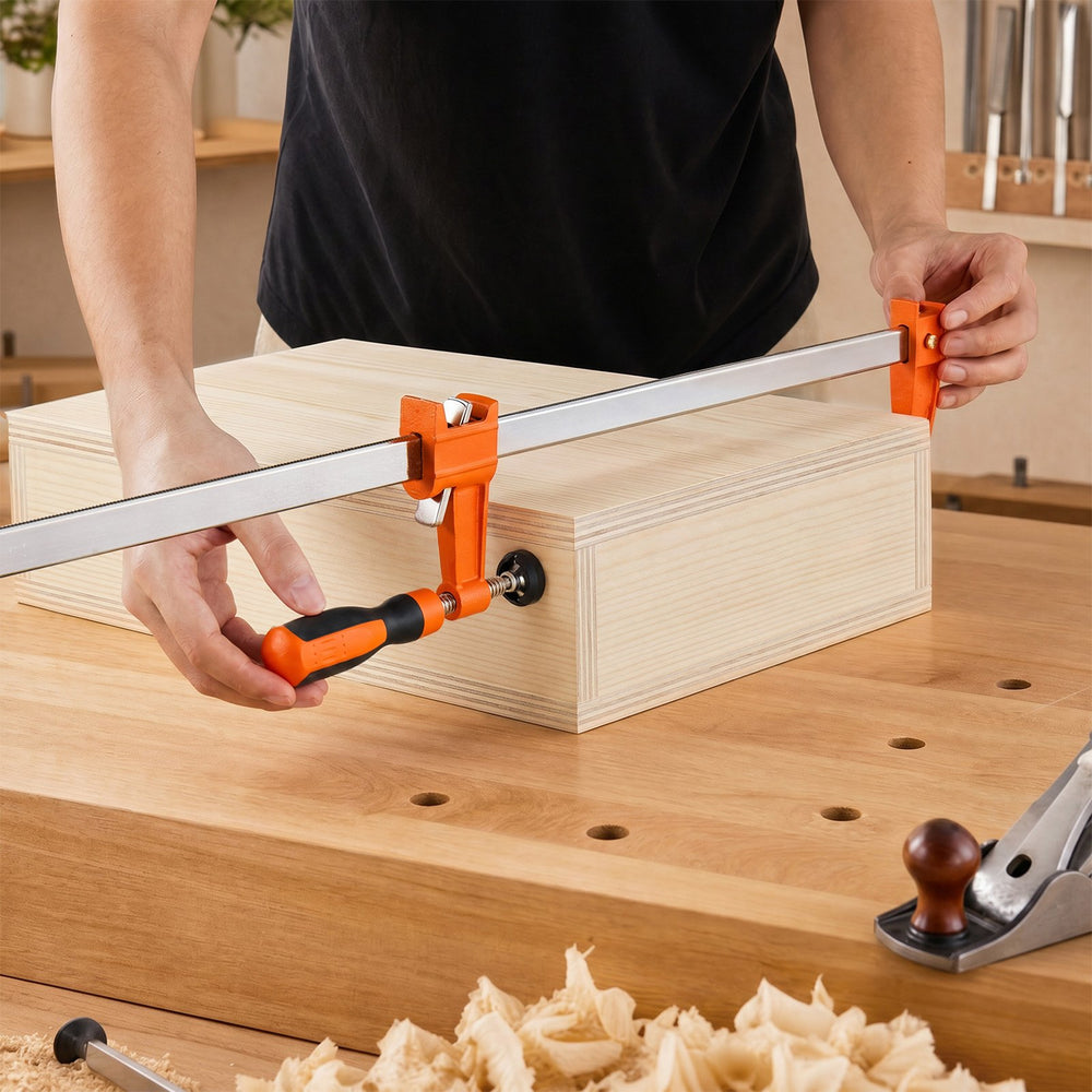 VEVOR Bar Clamps for Woodworking, 8-Pack, 24" Opening F Clamps, 600 lbs Load Limit, with Plastic Pad and Self-Locking Design, Premium Cast Iron and Carbon Steel, for Wood Working and Metal Working