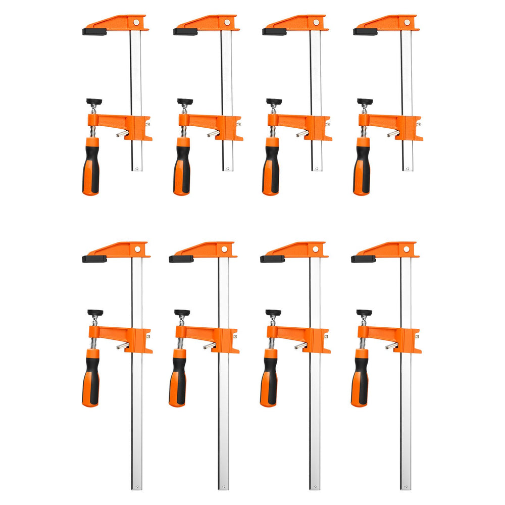 VEVOR Bar Clamps for Woodworking, 8-Pack, 6" and 12" F Clamps, 600 lbs Load Limit, with Plastic Pad and Self-Locking Design, Malleable Iron and Carbon Steel, for Wood Working and Metal Working
