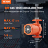 VEVOR 009-BF5-J Hot Water Recirculating Pump, 110V, 180W 10 GPM Hot Water Circulation Pump, 3/4" NPT Flange 3-Speed Circulator Pump, Quiet Operation Circulator Pump for Home Water Heater System