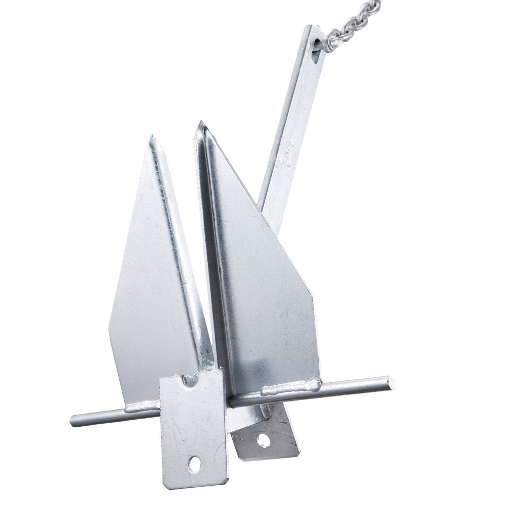VEVOR Fluke Style Anchor Kit, 13 LBS Hot-Dipped Galvanized Steel Fluke Anchor with 7.9' Chain, 101' Rope and Two 0.4" Shackles, Marine Boat Anchor for Small Vessels Under 30', Seas, Rivers and Shores