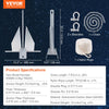 VEVOR Fluke Style Anchor Kit, 8.5 LBS Hot-Dipped Galvanized Steel Fluke Anchor with 7.9' Chain, 75' Rope and Two 0.4" Shackles, Marine Boat Anchor for Small Vessels Under 18', Seas, Rivers and Shores