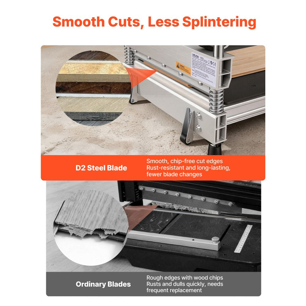 VEVOR 13 inch Vinyl Floor Cutter, 12mm Thick Laminate Flooring Cutter with 15°/30°/45° Adjustable Angle Settings, Flexible Wheels, Telescoping Handle, Certain Engineered Wood, LVT, VCT, SPC, LVP, WPC