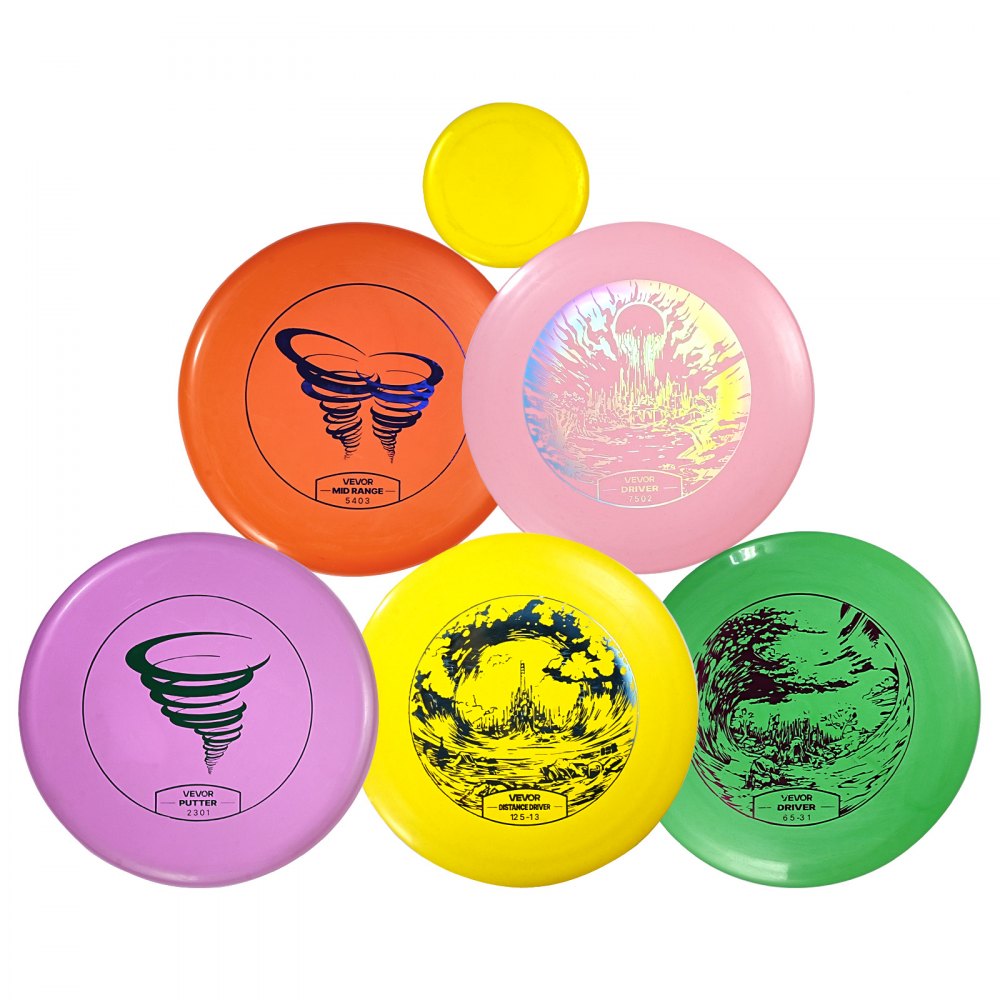 VEVOR Disc Golf Set, 5 PCS Beginners Flying Discs, Disc Golf Starter Set for Full-Body Strength Training, with Putter, Mid-Range, Driver, Mini Marker, for Outdoor Backyard, Lawn, Beach