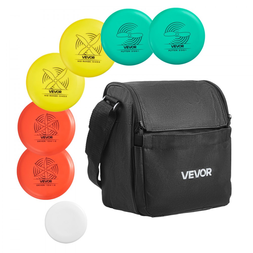 VEVOR Disc Golf Set, 6 PCS Flying Discs for Beginners, Disc Golf Starter Set, with Putter, Mid-Range, Driver, Including Mini Marker, Portable Backpack, for Outdoor Backyard, Lawn, Beach, and Park