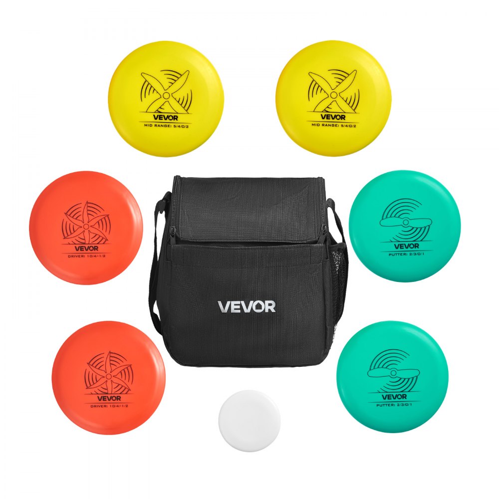 VEVOR Disc Golf Set, 6 PCS Flying Discs for Beginners, Disc Golf Starter Set, with Putter, Mid-Range, Driver, Including Mini Marker, Portable Backpack, for Outdoor Backyard, Lawn, Beach, and Park