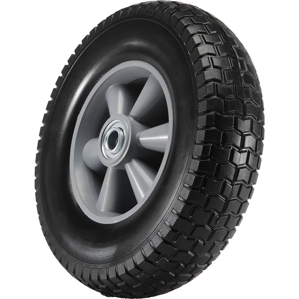 VEVOR Solid PU Run-Flat Tire Wheel, 10", 2-Pack, 180 lbs Dynamic Load, 220 lbs Static Load, Flat Free Tubeless Tires and Wheels for Hand Truck, Utility Cart, Dollies, Garden Trailers, Various Carts