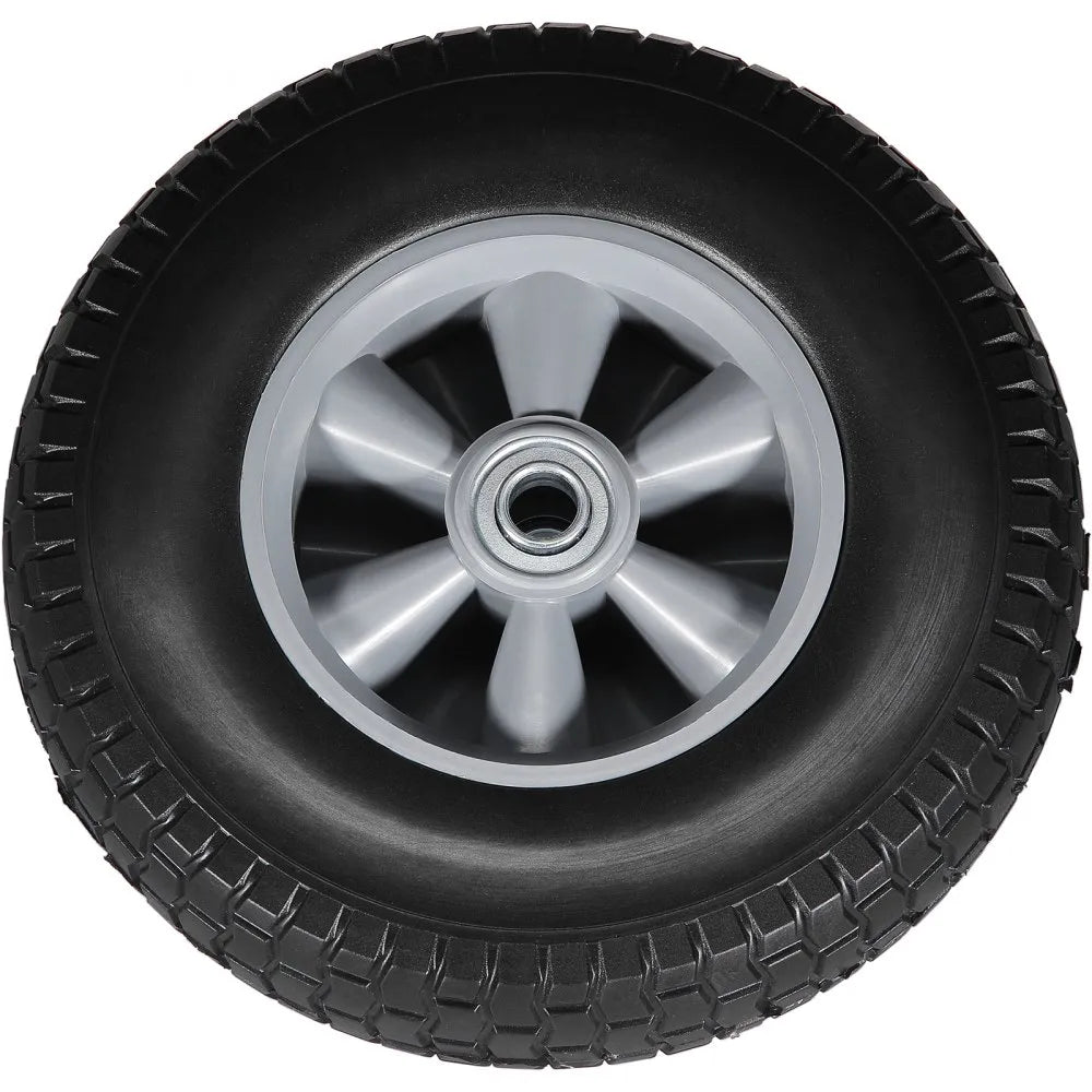 VEVOR Solid PU Run-Flat Tire Wheel, 10", 2-Pack, 180 lbs Dynamic Load, 220 lbs Static Load, Flat Free Tubeless Tires and Wheels for Hand Truck, Utility Cart, Dollies, Garden Trailers, Various Carts