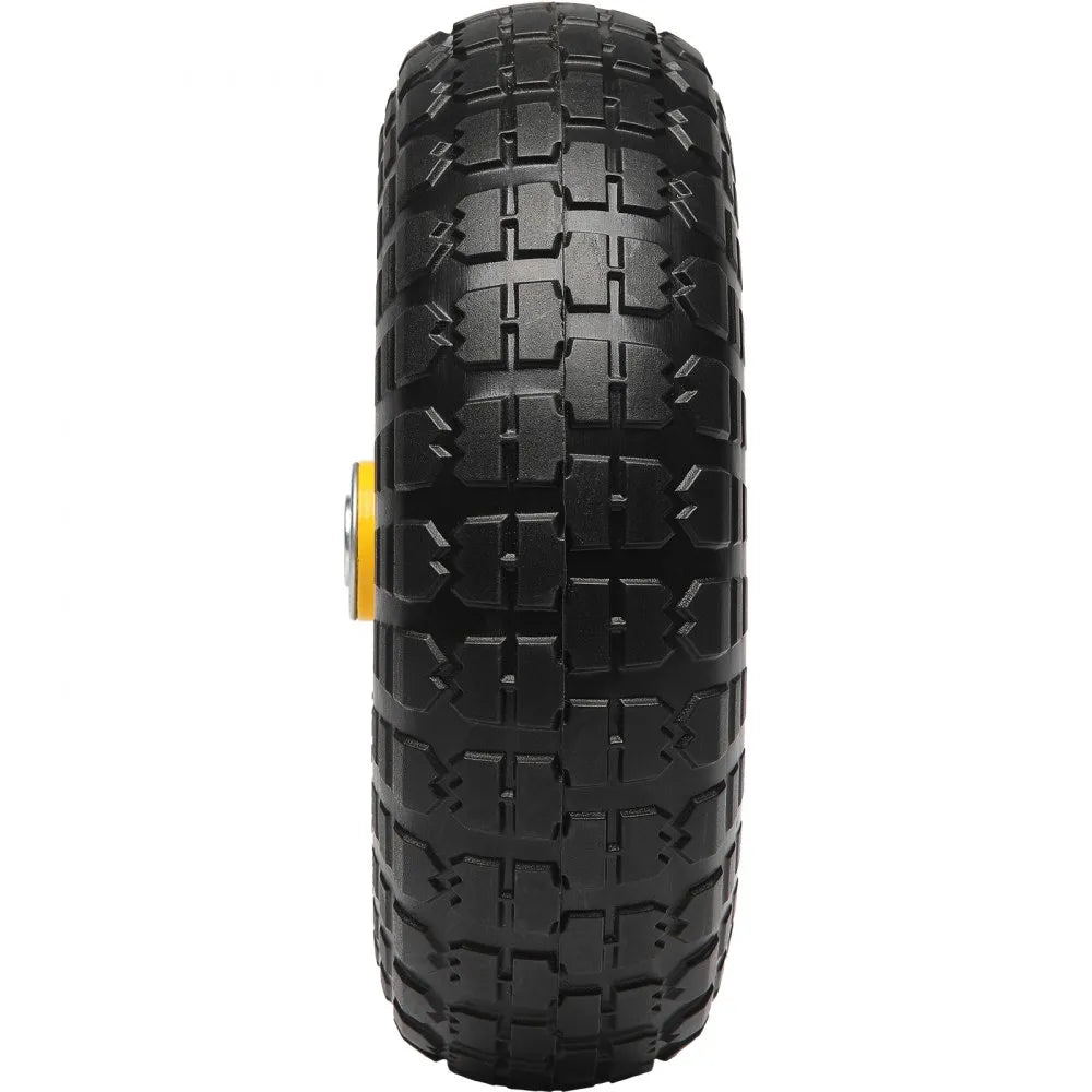 VEVOR Solid PU Run-Flat Tire Wheel, 10", 2-Pack, 400 lbs Dynamic Load, 450 lbs Static Load, Flat Free Tubeless Tires and Wheels for Hand Truck, Utility Cart, Dollies, Garden Trailers, Various Carts