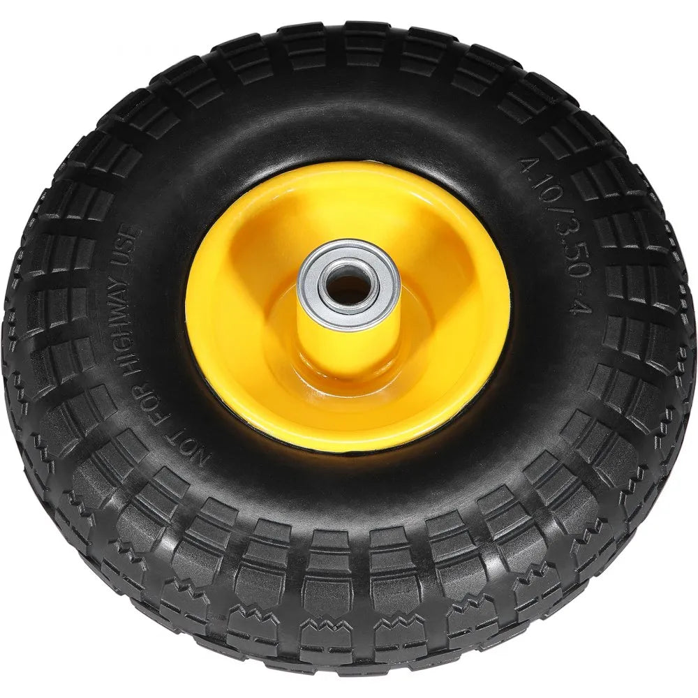 VEVOR Solid PU Run-Flat Tire Wheel, 10", 2-Pack, 400 lbs Dynamic Load, 450 lbs Static Load, Flat Free Tubeless Tires and Wheels for Hand Truck, Utility Cart, Dollies, Garden Trailers, Various Carts