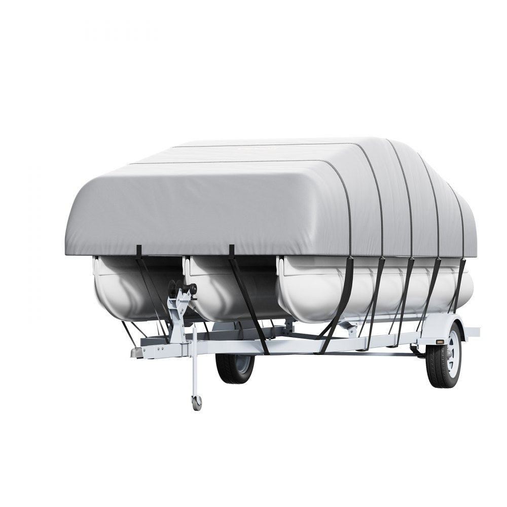 VEVOR Pontoon Boat Cover, 23'-24' Waterproof Trailerable Pontoon Cover, 800D Marine Grade PU Oxford Fabric, with Motor Cover, 16 Windproof Buckle Straps, Fits for 23'-24'L, Beam Width to 102", Grey