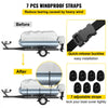 VEVOR Pontoon Boat Cover, Fit for 17\'-20\' Boat, Heavy Duty 600D Marine Grade Oxford Fabric, UV Resistant Waterproof Trailerable Boat Cover with 2 Support Poles and 7 Wind-Proof Straps, Gray