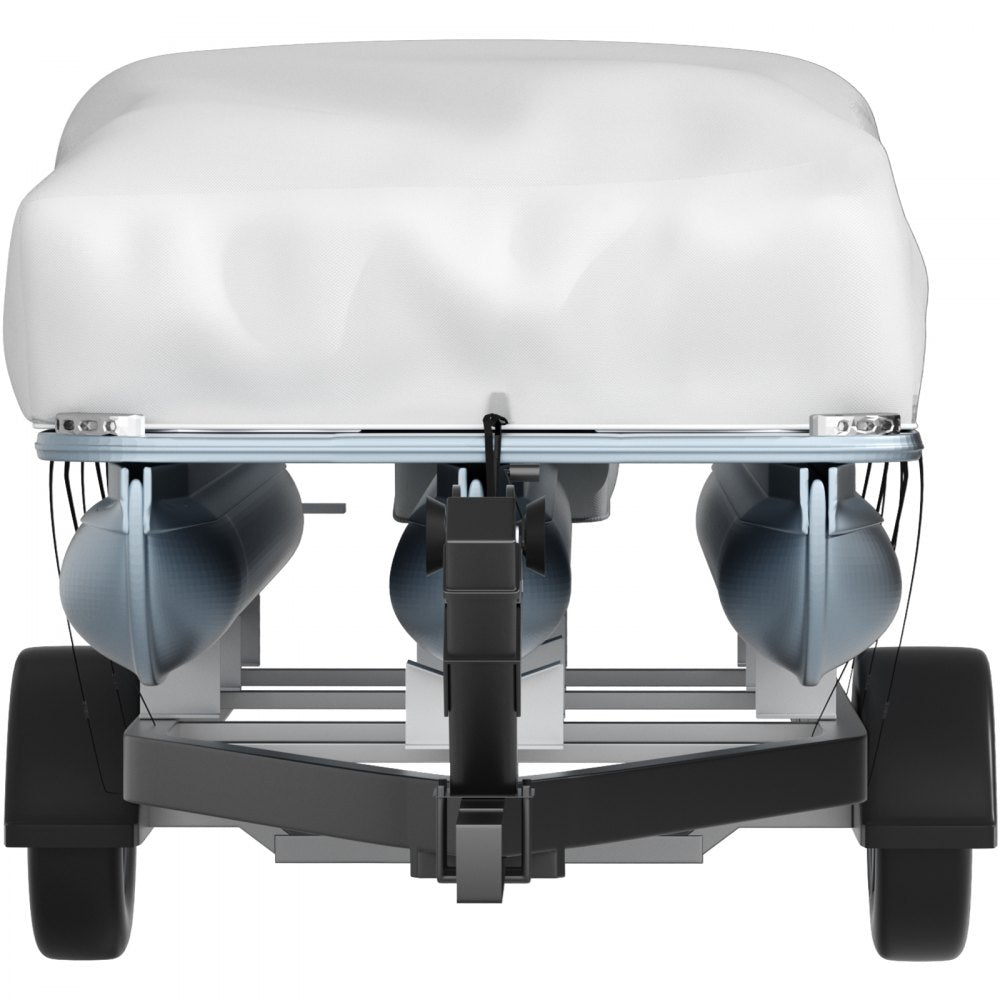 VEVOR Pontoon Boat Cover, Fit for 17\'-20\' Boat, Heavy Duty 600D Marine Grade Oxford Fabric, UV Resistant Waterproof Trailerable Boat Cover with 2 Support Poles and 7 Wind-Proof Straps, Gray