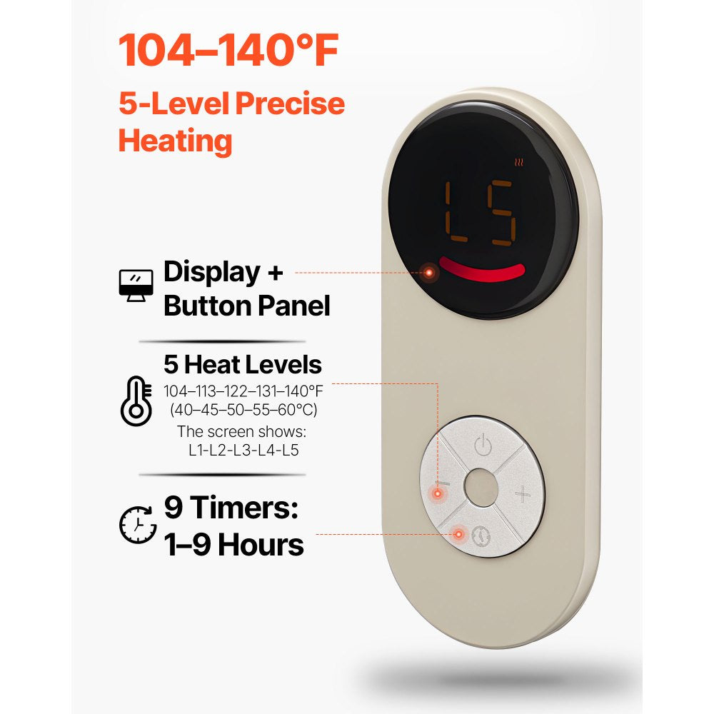 VEVOR Under Desk Space Heater,Rollable Foot Warmer Portable for Home&Office,Timer & Secure,Quiet for Legs,Ankles,Touch&Remote Control Personal Electric Round Surround Warming Pad,Over-Heat Protection